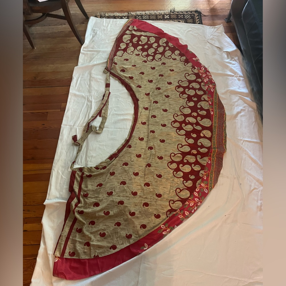 double-sides sari silk wrap skirt "tea length"